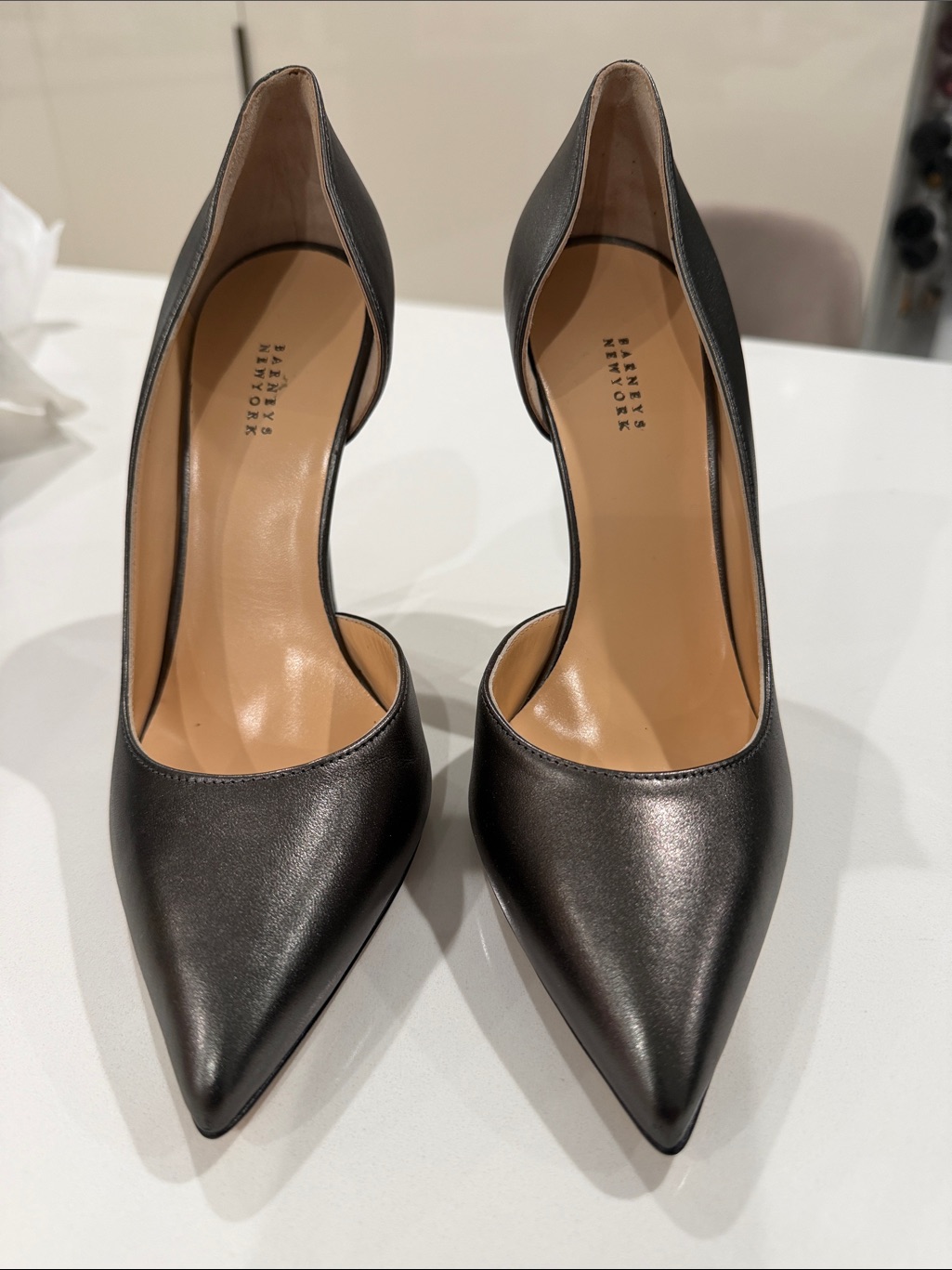 Barneyâs New York Metallic Gray Pointed-Toe Pumps